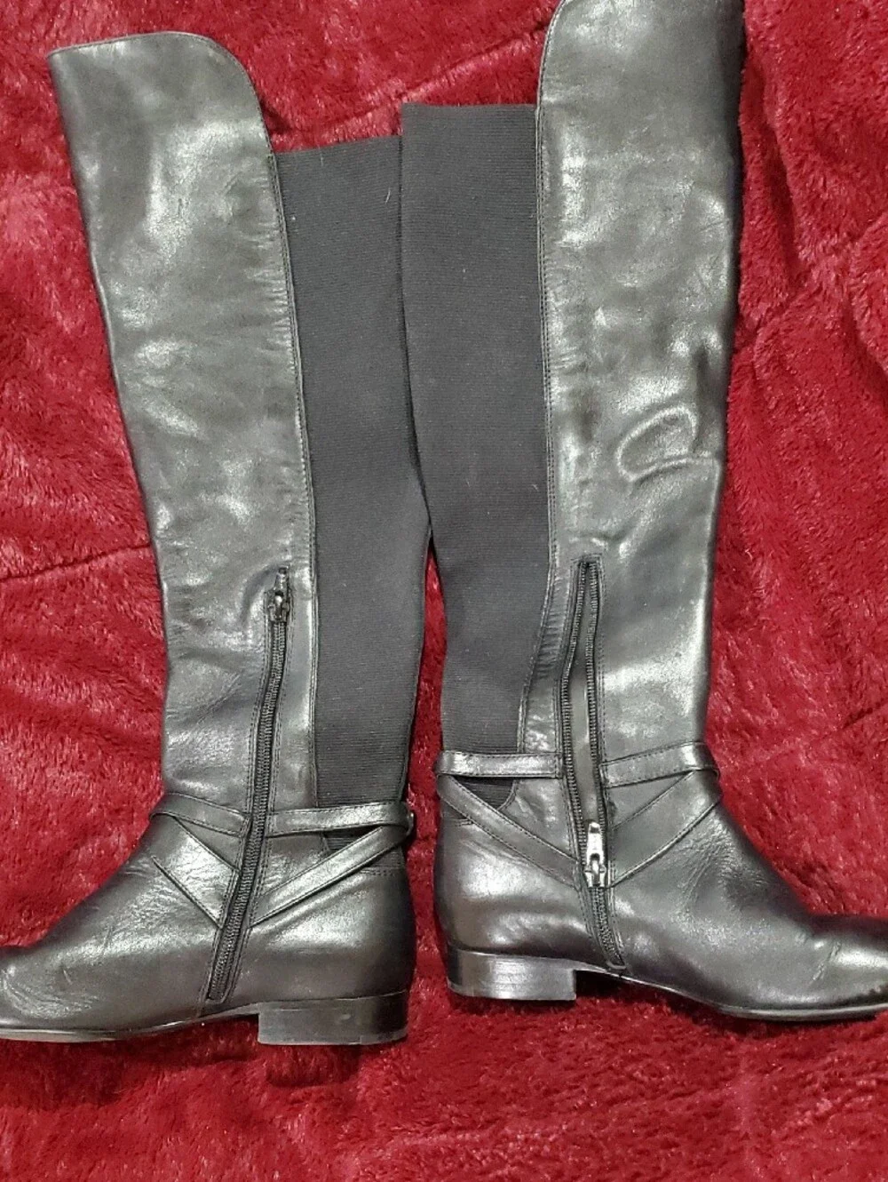 ANTONIO MELANI Black Knee Riding Boots with Buckle Accent